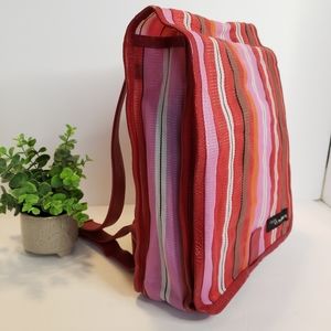 Tote Le Monde Red Multicolor Stripe Backpack